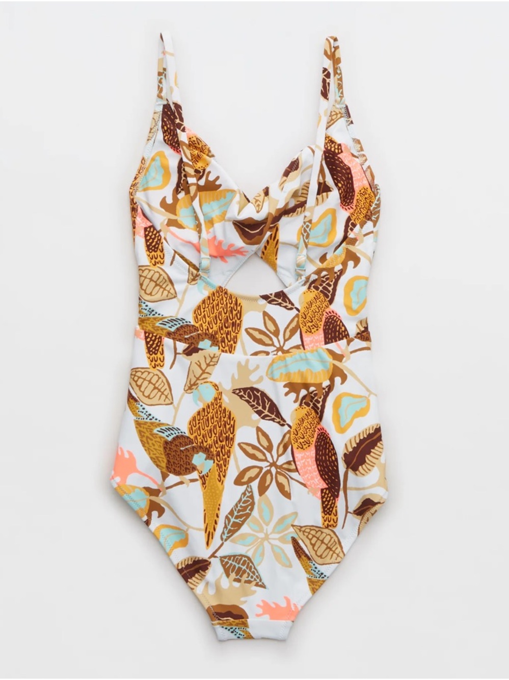 aerie Twist Cutout One-Piece Swimsuit Women’s Bohemian Tropical Small Long - Picture 5 of 11